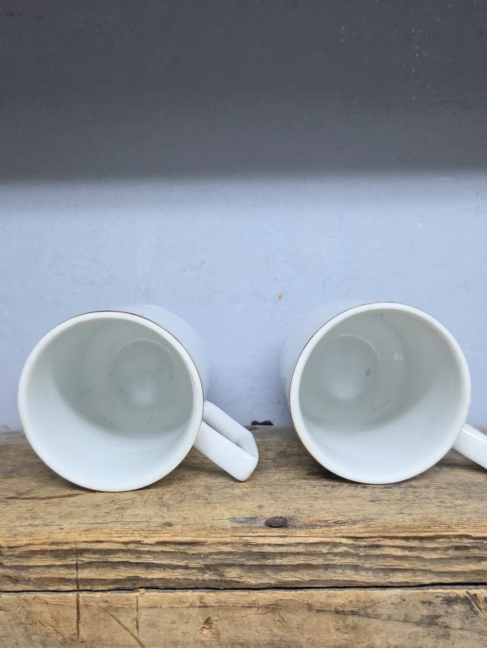 Vintage 1980's Porcelain Pedestal Mug Set Of 2